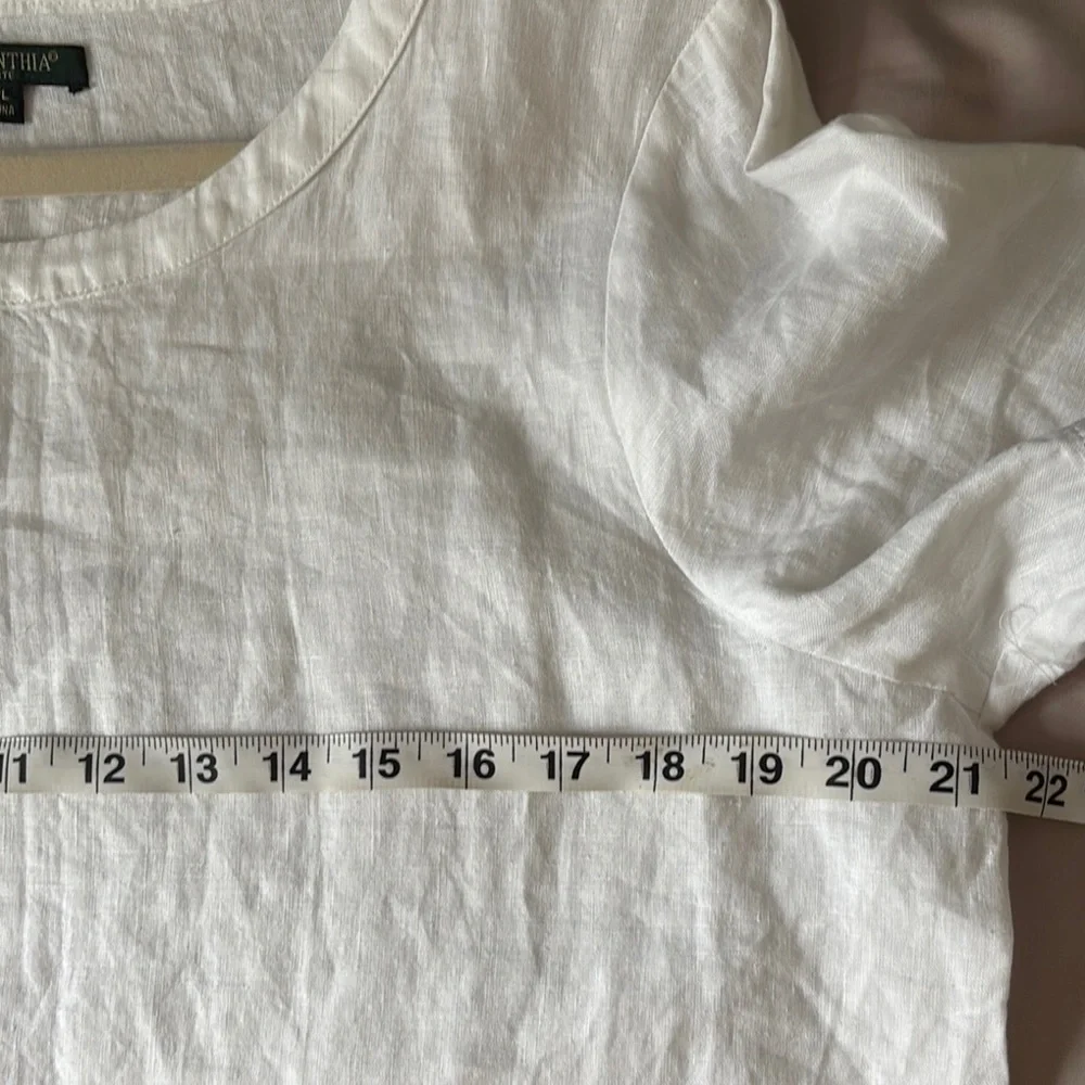 For Cynthia Linen Top Women’s Petite Large White Fringe Coastal Cottagecore - Picture 7 of 8